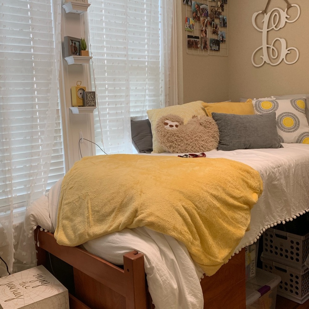 Yellow throw blanket